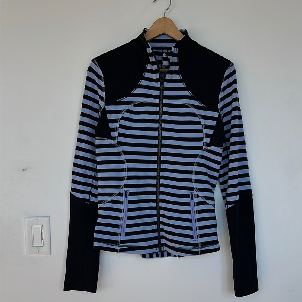 lululemon athletica Black and Light Blue Striped Full-Zip Jacket